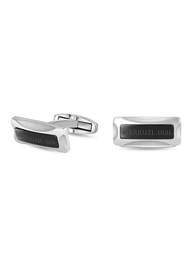 CERRUTI 1881 Bernardo Silver Black Stainless Steel Cufflinks for Men