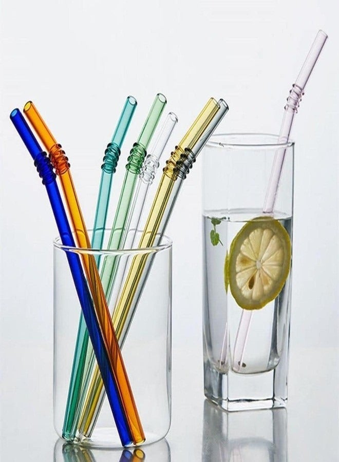 Marrkhor 12-Pcs Reusable Glass Straws, Drinking Straw Aesthetic Bar Tools Colorful Clear Glass Party Supplies - Image 1