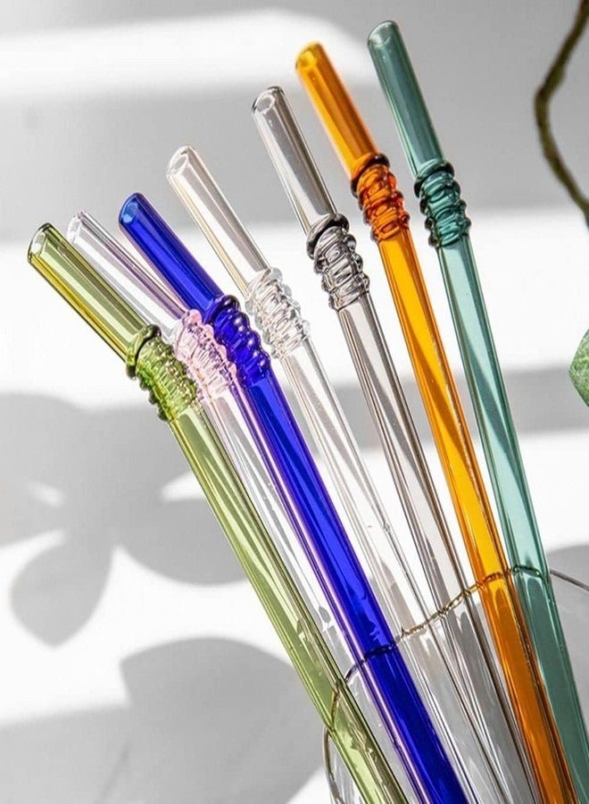 Marrkhor 12-Pcs Reusable Glass Straws, Drinking Straw Aesthetic Bar Tools Colorful Clear Glass Party Supplies - Image 2