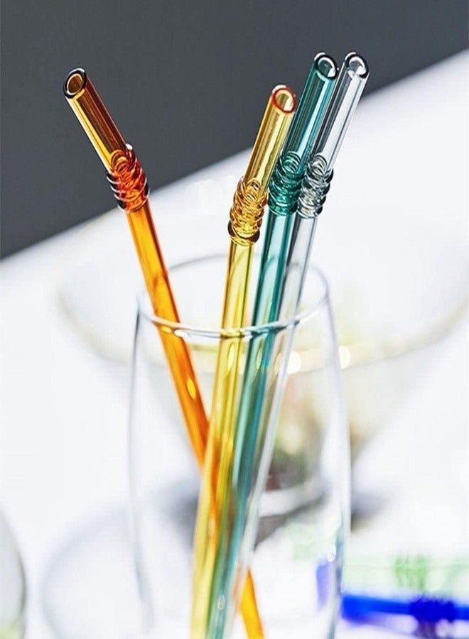 Marrkhor 12-Pcs Reusable Glass Straws, Drinking Straw Aesthetic Bar Tools Colorful Clear Glass Party Supplies - Image 3