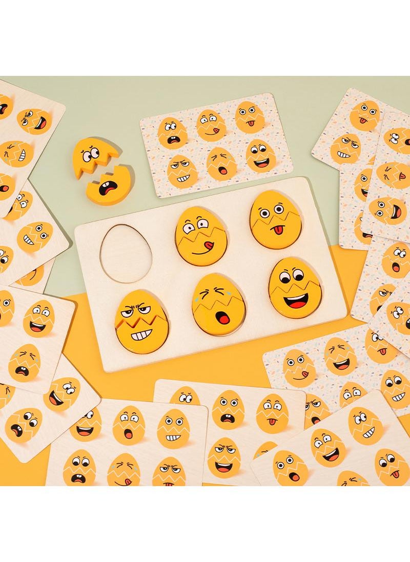 Y&D - Face-changing Egg Puzzle Children's Expression Matching Game Wooden Face-changing Building Blocks Toy- - Image 1