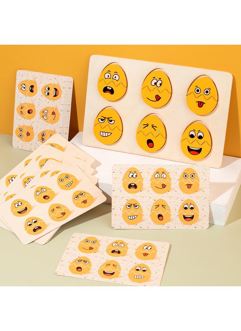 Y&D - Face-changing Egg Puzzle Children's Expression Matching Game Wooden Face-changing Building Blocks Toy- - Image 1