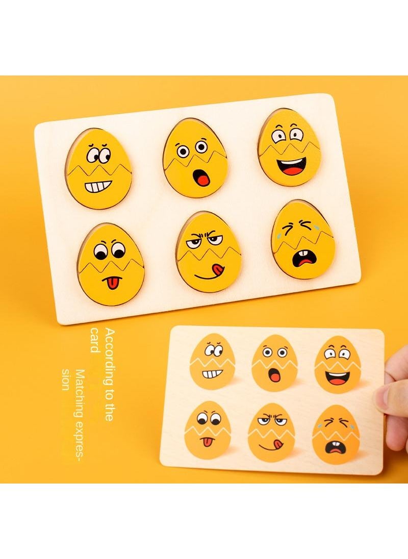 Y&D - Face-changing Egg Puzzle Children's Expression Matching Game Wooden Face-changing Building Blocks Toy- - Image 1