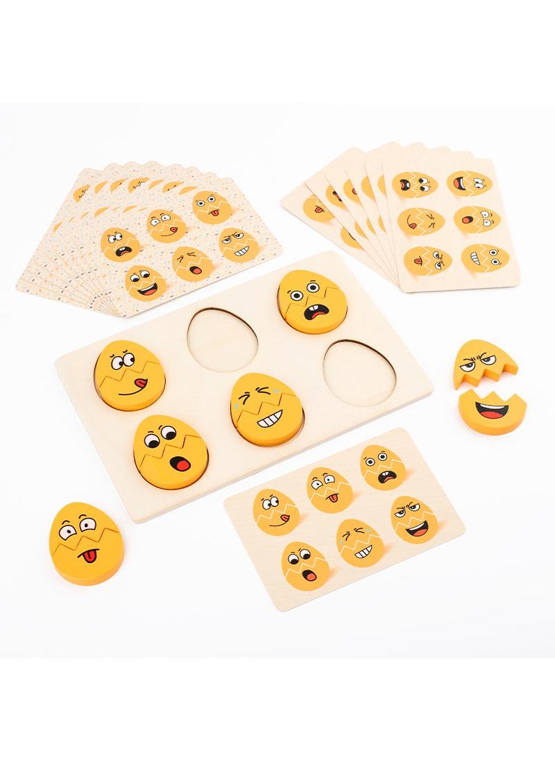 Y&D - Face-changing Egg Puzzle Children's Expression Matching Game Wooden Face-changing Building Blocks Toy- - Image 1