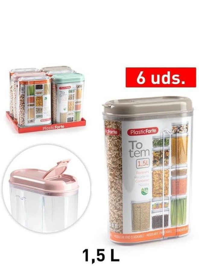 Plastic Forte Totem Multipurpose Canister - 1.5L - 8x15.5x23cm