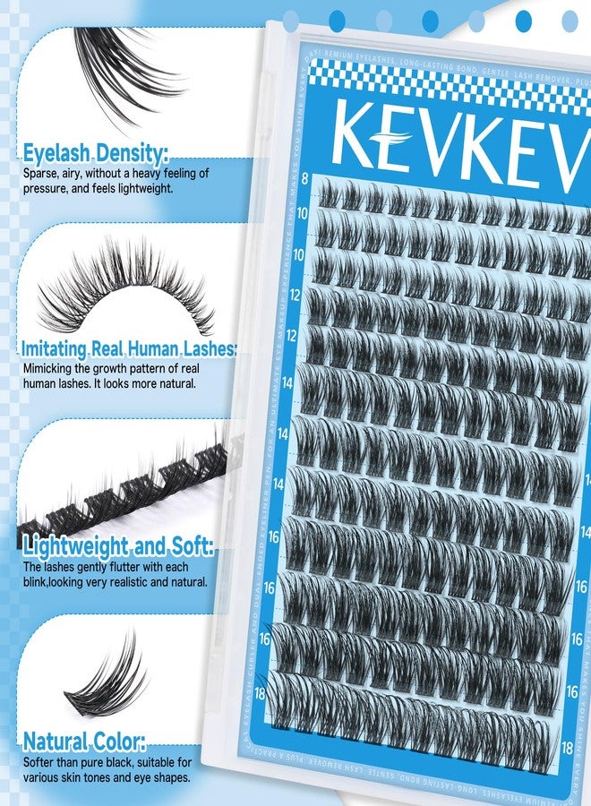 KEVKEV Lash Clusters Kit 144pcs Lashes Clusters 8-18mm Lash Extension Kit Thin Band Eyelash Extension Kit Lash Clusters with Lash Bond and Seal Lash Tweezers DIY Lash At Home(Kit-K01) - Image 5