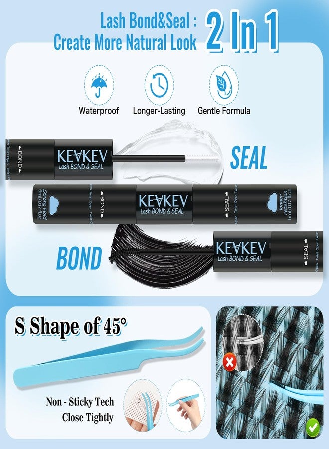 KEVKEV Lash Clusters Kit 144pcs Lashes Clusters 8-18mm Lash Extension Kit Thin Band Eyelash Extension Kit Lash Clusters with Lash Bond and Seal Lash Tweezers DIY Lash At Home(Kit-K01) - Image 4