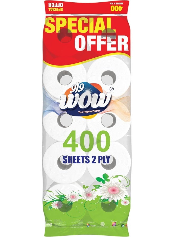 WOW Toilet Roll  400 x 2 ply   - 8 + 2 Rolls Free - Image 1