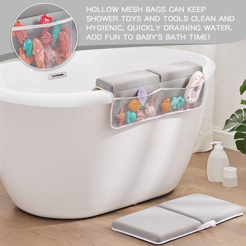 ILPEOD Bath Kneeler and Elbow Rest Pad Set, Thick Soft Quick Dry Bathtub Mat for Baby Bathing Time, Memory Foam With Toys Organizer, Gifts for Parents, Grey - Image 5