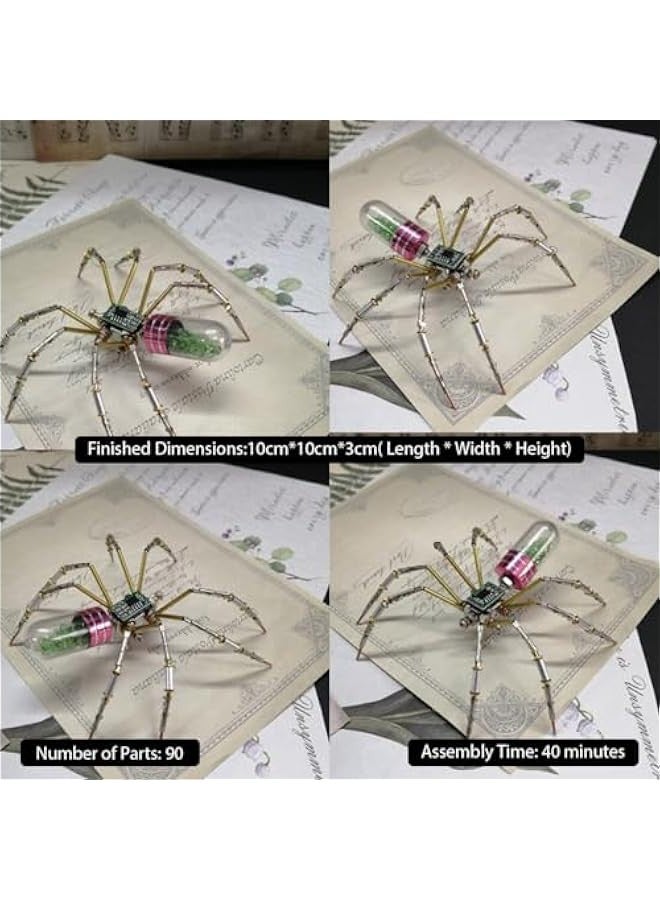 3D Metal Insect Puzzle,90 Pieces Steampunk Mechanical Circuit-spider Model Gifts for Adults (Kit Version/Green), RQ463RDQX14525ALKI - Image 2