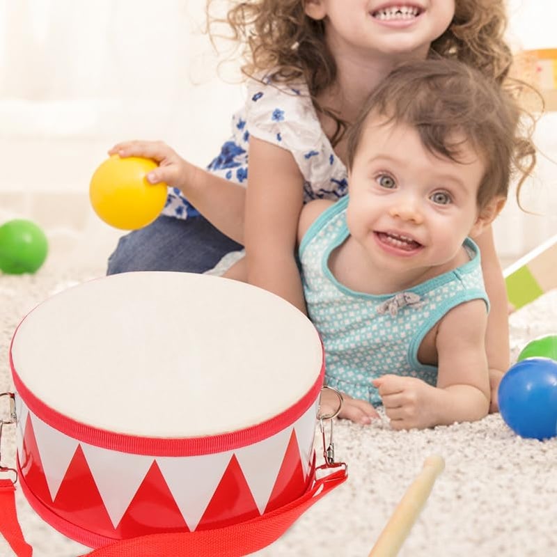Vaguelly 8 Inch Children's Snare Drum with Wooden Drumsticks and Strap - Image 3