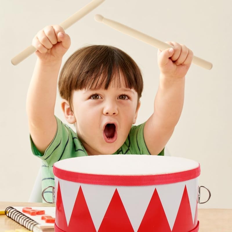 Vaguelly 8 Inch Children's Snare Drum with Wooden Drumsticks and Strap - Image 4