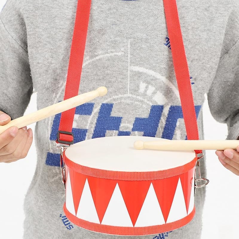 Vaguelly 8 Inch Children's Snare Drum with Wooden Drumsticks and Strap - Image 2