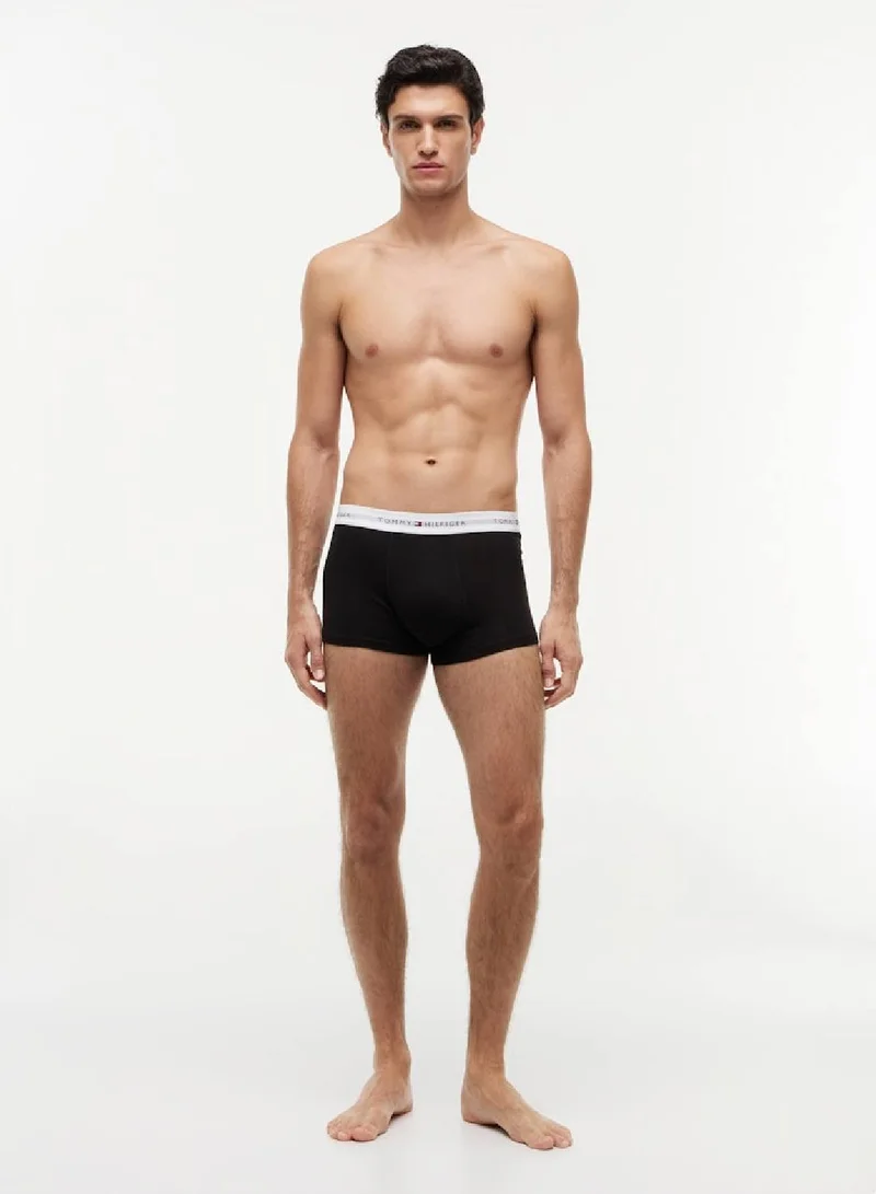 TOMMY HILFIGER Black/Black/Black 3-Pack Signature Repeat Logo Waistband Trunks for Men | Best Price UAE