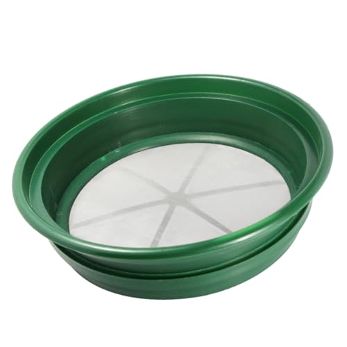 SE 13.25 Inch Wide Stackable Classifier Gold Prospecting Pan - 1/100 Inch Stainless Steel Mesh Sifting Pan, Green - Image 1