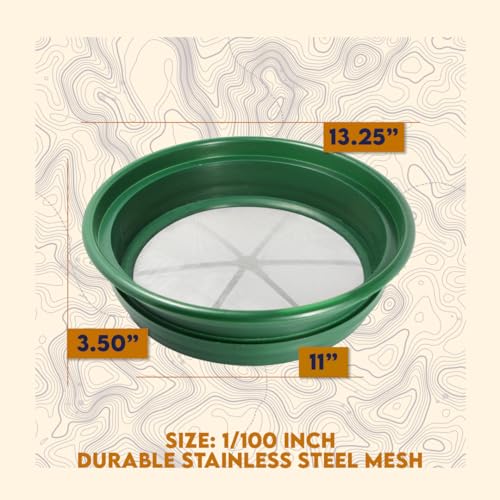 SE 13.25 Inch Wide Stackable Classifier Gold Prospecting Pan - 1/100 Inch Stainless Steel Mesh Sifting Pan, Green - Image 3