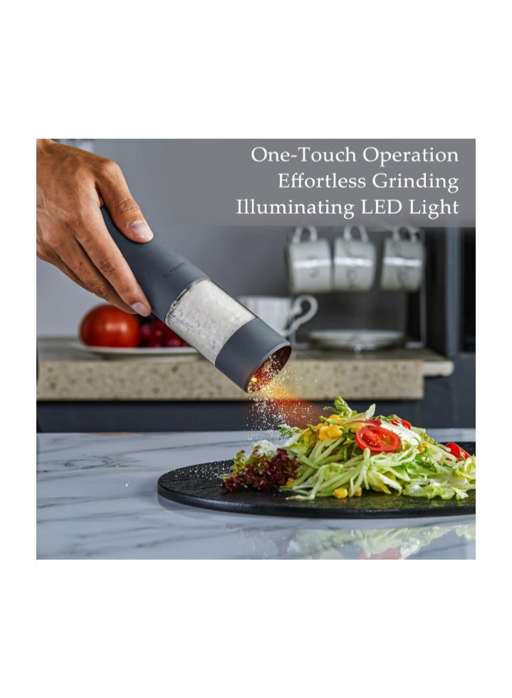 TLYSXPRO Electric Salt and Pepper Grinder Set with USB Rechargeable, Automatic One Hand Operation with Adjustable Coarseness, Pepper Mill Grinder Refillable with LED Light (2 Packs) - Image 2