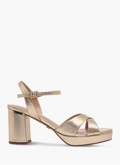Celeste Women's Textured Sandals with Block Heels and Buckle Closure  - Image 3