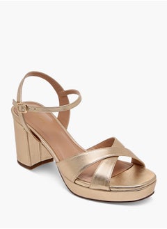Celeste Women's Textured Sandals with Block Heels and Buckle Closure  - Image 2