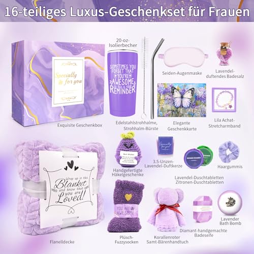 Betem Gifts for Women Spa Basket, Lavender Spa Gift Basket,16 Pcs Self Care Package for Women, Mom, Wife, Girlfriend, Sister, Unique Get Well Sets for Birthday, Mother's Day, Christmas, Valentine's Day - Image 2