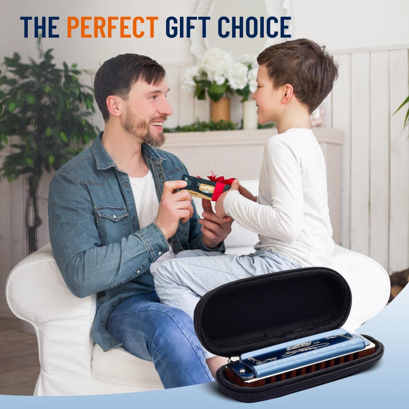 East top Harmonica, Diatonic Blues Harmonica Key of C, Blues Harp Mouth Organ Harmonica 10 Holes 008K with Blue Case, Standard Harmonica For Adults, Professionals, Beginners and Students, as a Gift - Image 5