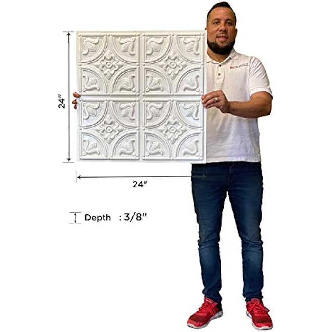 148 TINY TULIPS PVC 2' X 2' GLUE-UP CEILING TILE (COVERS / 100 SQ.FT), WHITE PEARL, 25 PIECE - Image 3