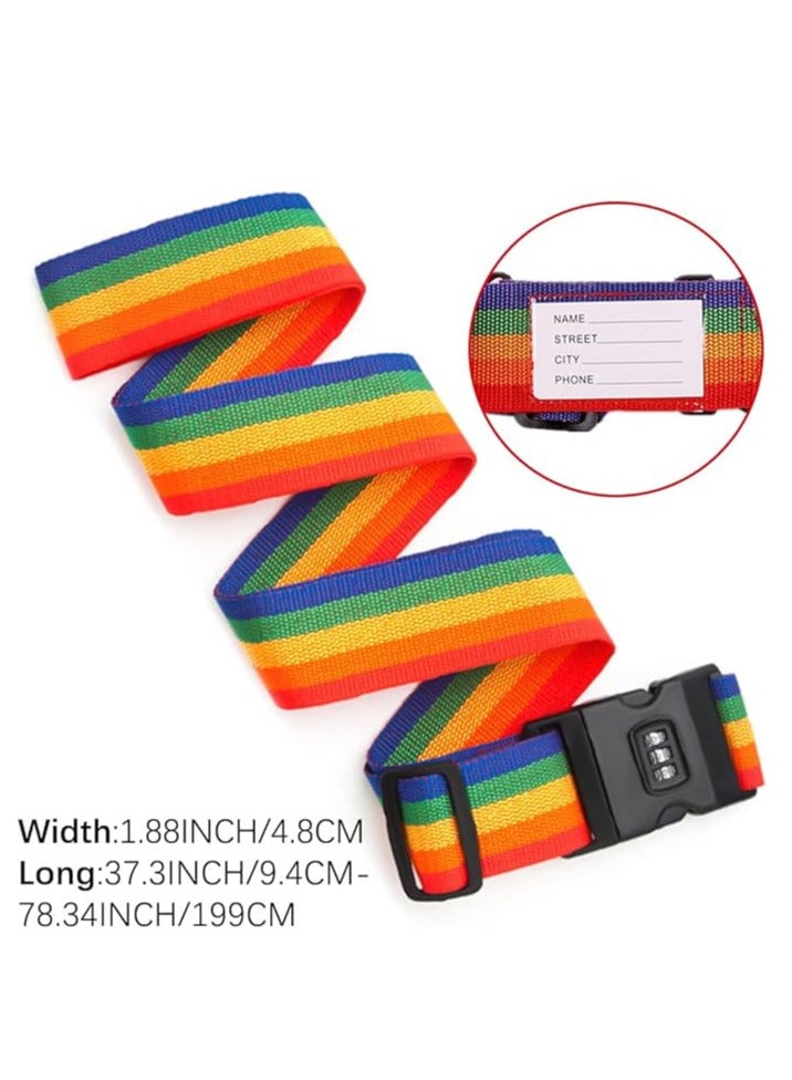 ECVV 2 Pack Travel Luggage Strap Packing Belt Adjustable Suitcase Straps Packing Accessories with Buckle, Combination Lock Rainbow Color - Image 3