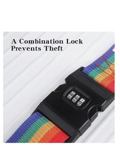 ECVV ECVV 2 Pack Travel Luggage Strap Packing Belt Adjustable Suitcase Straps Packing Accessories with Buckle, Combination Lock Rainbow Color  - Image 5