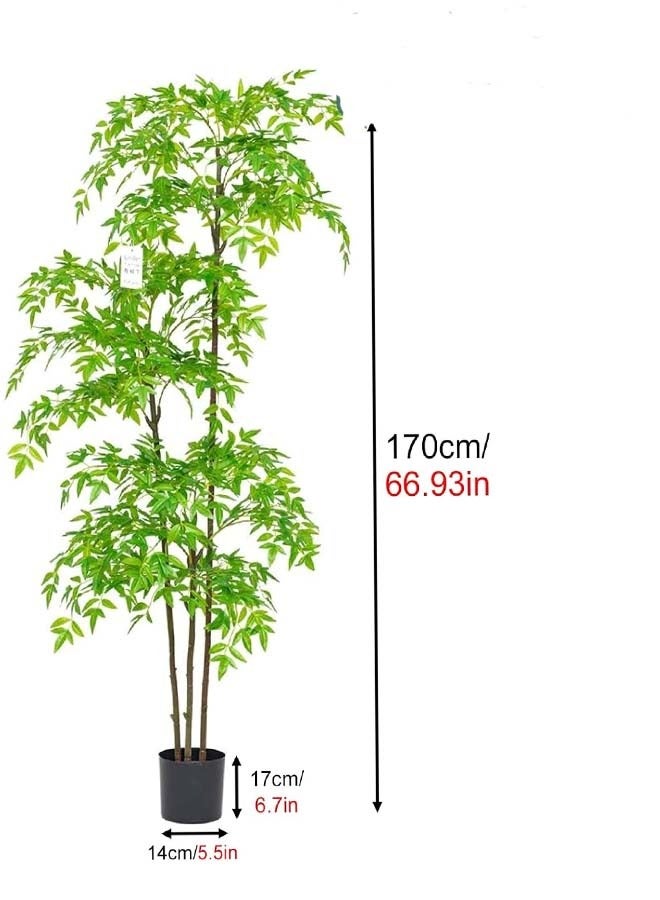 Artificial Plant Bonsai，(170cm/66.93in) Faux Nantian Bamboo Bonsai with Black Planter, for Living Room Garden Balcony Entryway Dining Room (Size : 150cm(59.06in)) - Image 2