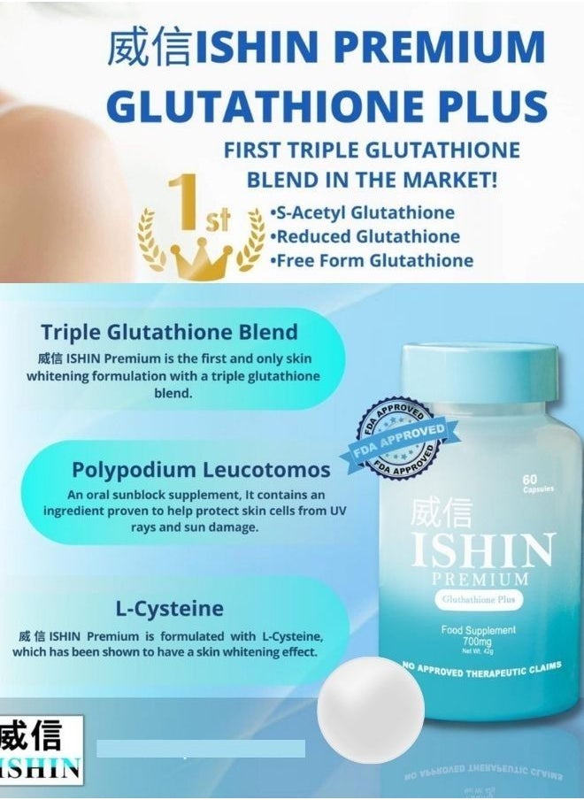 ISHIN - Premium Glutathione Food Supplement 400mg (60 capsules) - Image 1