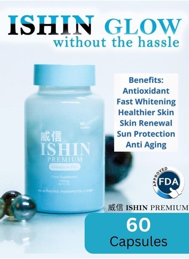 ISHIN - Premium Glutathione Food Supplement 400mg (60 capsules) - Image 1