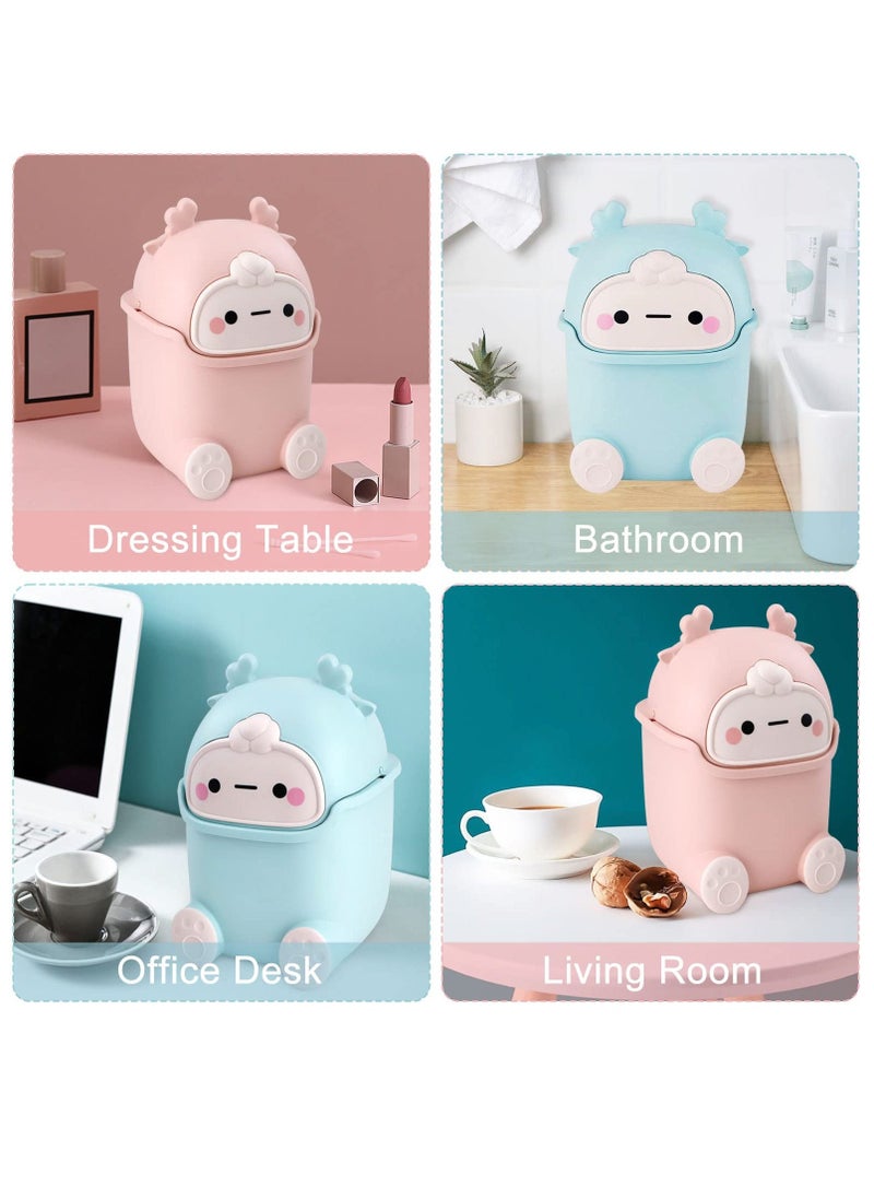 SYOSI SYOSI Plastic Flip Trash can Animal Shape Trash Cans, Creative Cute Desktop Trash can with lid for Bedroom Bathroom Living Room Office (Pink)  - Image 5