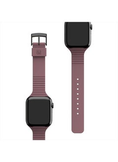 [U] by UAG Compatible with Apple Watch Band 45mm/44mm 42mm, iWatch Series 7/6/5/4/3/2/1 & Watch SE, Striped Detail Breathable Antimicrobial Aurora Silicone Sport Replacement Strap, Dusty Rose