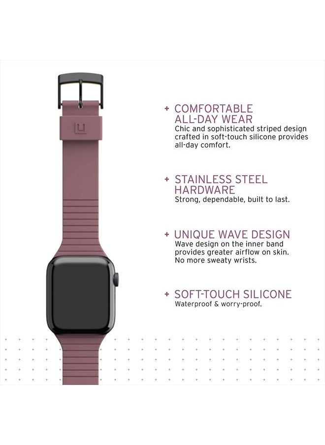 Urban Armor Gear - [U] by UAG Compatible with Apple Watch Band 45mm/44mm 42mm, iWatch Series 7/6/5/4/3/2/1 & Watch SE, Striped Detail Breathable Antimicrobial Aurora Silicone Sport Replacement Strap, Dusty Rose - Image 1
