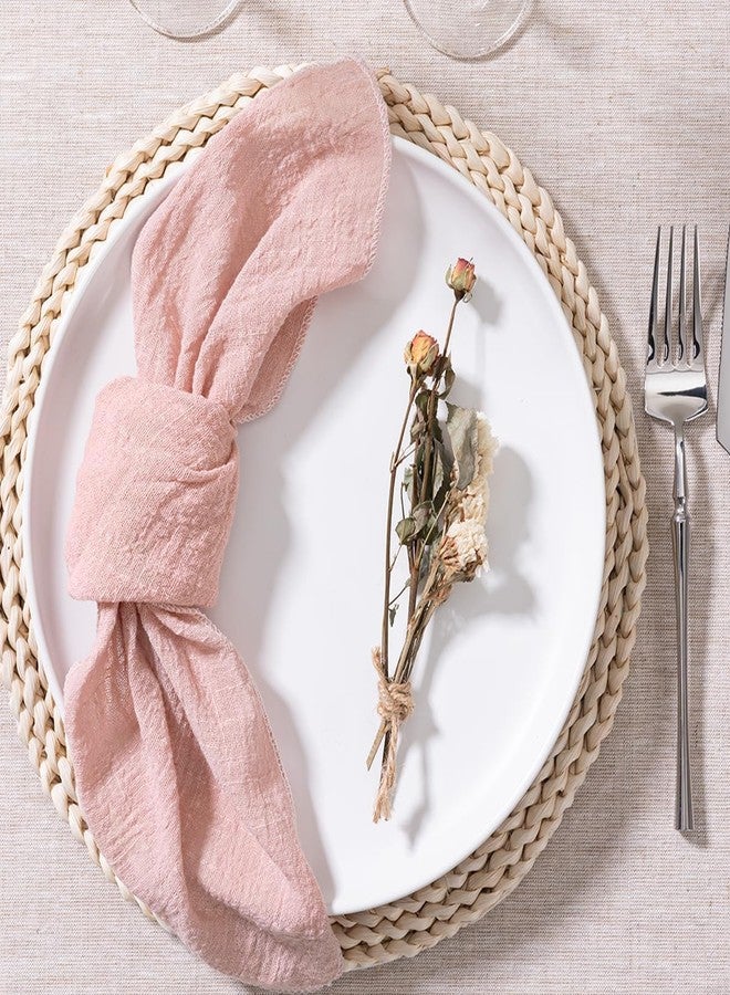 MLMW Cloth Napkins Set of 6 Pink Linen Spring Summer Napkins Cloth Bulk Washable Table Napkins 16.5"×16.5" for Wedding Party Baby Bridal Shower Birthday Gender Reveal Decorations - Image 3