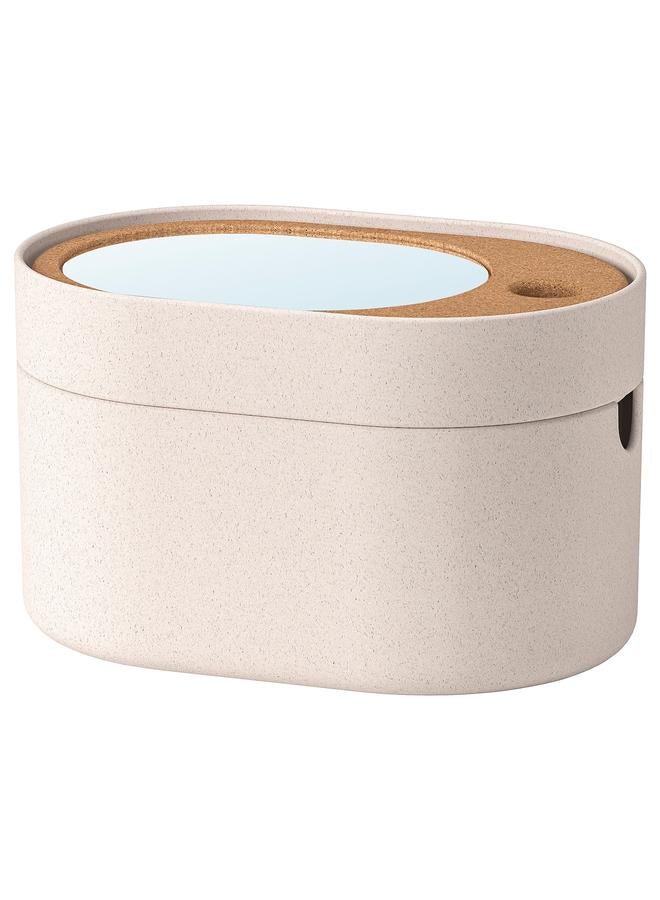 زبون صندوق تخزين مع غطاء مرآة، فلين بلاستيكي، 24×17 سم - Image 1