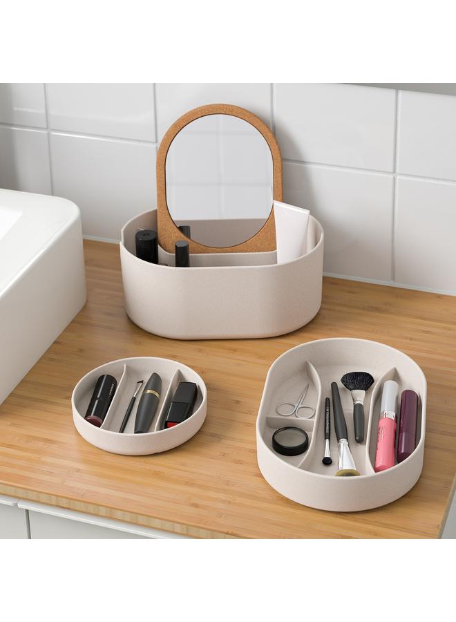 زبون صندوق تخزين مع غطاء مرآة، فلين بلاستيكي، 24×17 سم - Image 2