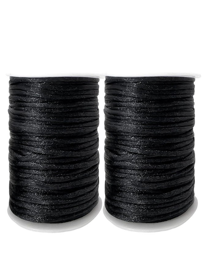 PAMIR TONG 100 Yards Nylon Satin Cord, Rattail Silk Trim Beading Thread for Chinese Knotting, Kumihimo, Beading, Macramé, Jewelry Making, Sewing, DIY (20 Black) - Image 1