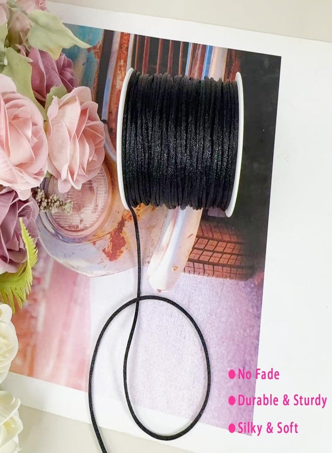PAMIR TONG 100 Yards Nylon Satin Cord, Rattail Silk Trim Beading Thread for Chinese Knotting, Kumihimo, Beading, Macramé, Jewelry Making, Sewing, DIY (20 Black) - Image 4