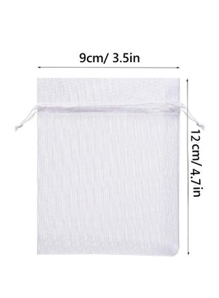 100 Pcs Small Organza Bags 9 x 12 cm White Gift Drawstring Bags Jewelry Pouches Wedding Favour Bags for Party Birthday Seashell Candy Chocolate - view 2