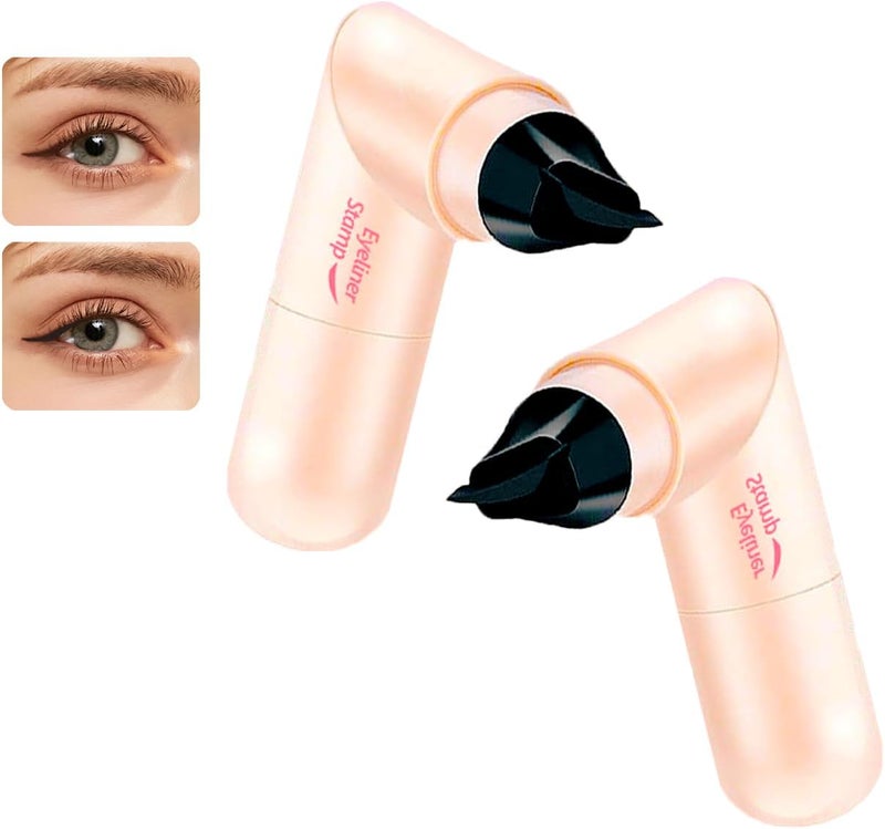 2Pcs Eyeliner Stamp Wing Cat Eye Liner Stamp Black Liquid Eyeliner Long Lasting Waterproof Winged Eyeliner Stamp for Women Eye Makeup blackBrown