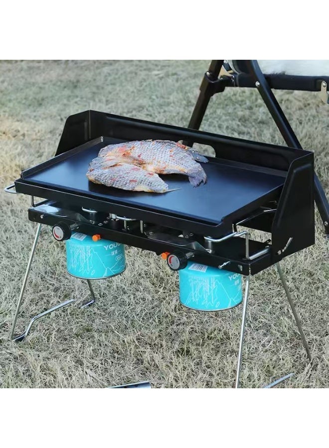 BlueFire Outdoor Portable Double Burner Gas Stove & BBQ Grill with Griddle | Stainless Steel Burners, Piezo Ignition, Stable Blue Flame | Ideal for Camping, Picnic, Home & Outdoor Cooking - Image 1