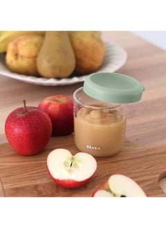 BEABA Glass Baby Food Storage Jars With Airtight Lid, Sage Green, 250Ml  - Image 4