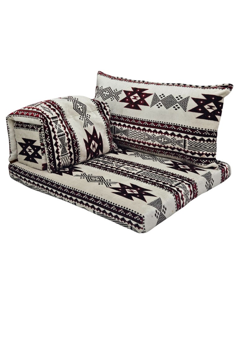 SMART HOME Luxury 4-in-1 Floor Seating Set - Heritage Arabic Majlis, Soft Velvet Fabric, 4-Piece Set | Arabic Decor | Indoor and Outdoor Seating - The set consists of a floor mattress, a wide backrest, a side armrest, and a side pillow. The set is suitable for all types of Majlis, tents, and indoor and outdoor seating - Image 2