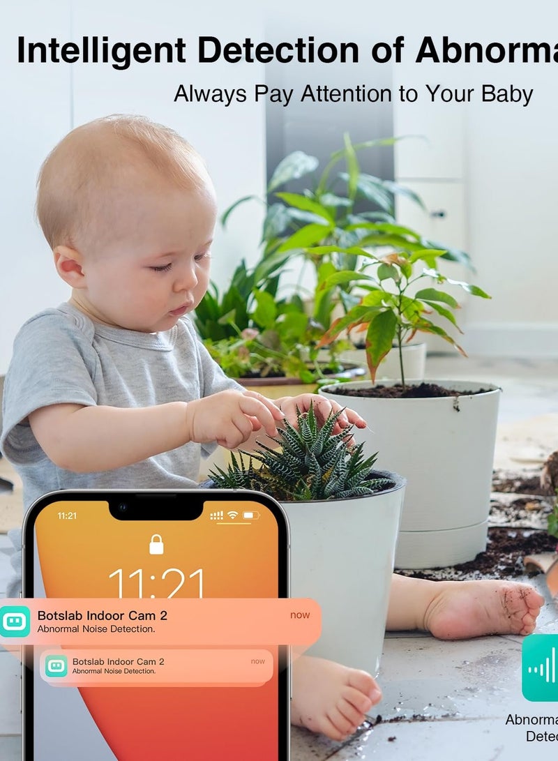 Botslab C211 Smart Pan Tilt Camera, 2K WiFi Indoor Home Security Dome Camera with Human and Motion Detection, Night Vision Baby Monitor, Compatible with Alexa - Image 4