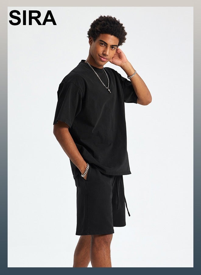SIRA Men's Casual Summer Outfit - Ultra Soft Breathable Pure Color T-Shirt & Shorts Set | Lightweight Quick Dry Fabric for Travel, Gym, Running, Beach | Comfortable Elastic Waistband & Anti-Pilling - Image 5