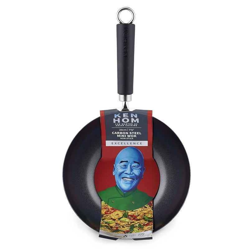 Ken Hom Premium Carbon Steel Non Stick Mini Wok for thinKitchen Induction SafePhenolic Handle Dishwasher Safe2 Year Guarantee Black 20 cm - Image 2