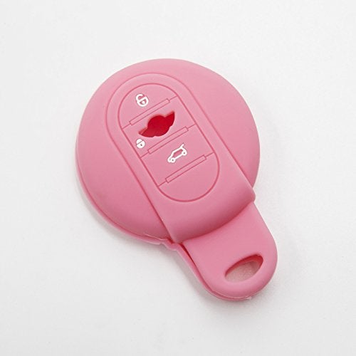 LIGHTKOREA Silicone Smart Key Case Cover for New Mini Cooper 3th Generation F55 F56 Club Man Country Man (Pink) - Image 2