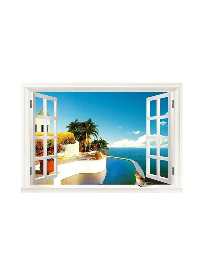 نيبمينينت ملصق جداري بتصميم نافذة تطل على البحر الأبيض المتوسط متعدد الألوان - Image 1