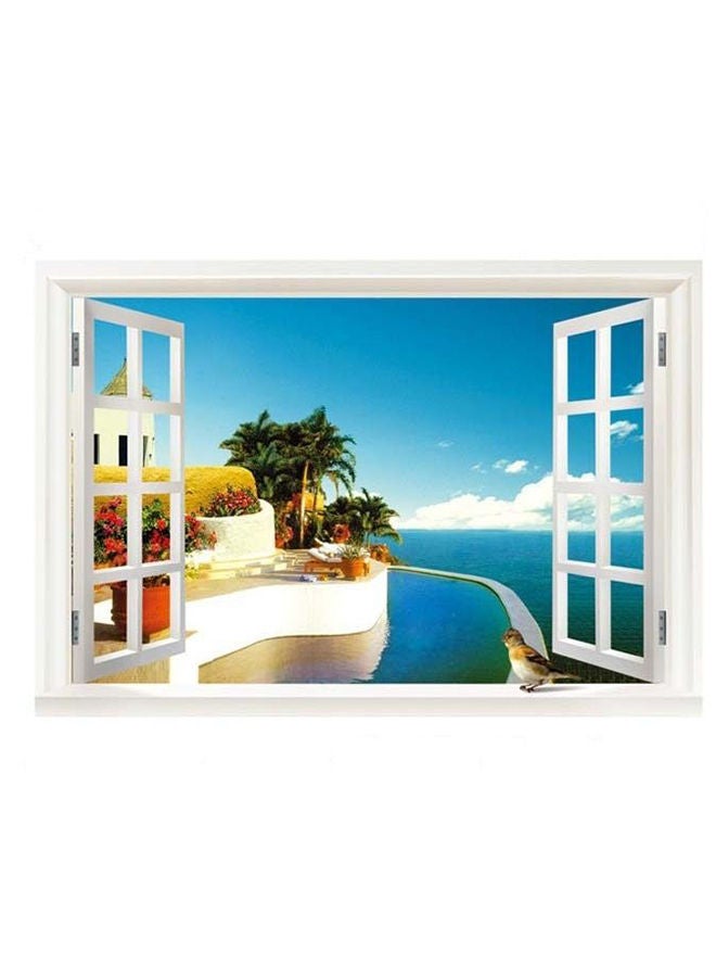 نيبمينينت ملصق جداري بتصميم نافذة تطل على البحر الأبيض المتوسط متعدد الألوان - Image 2
